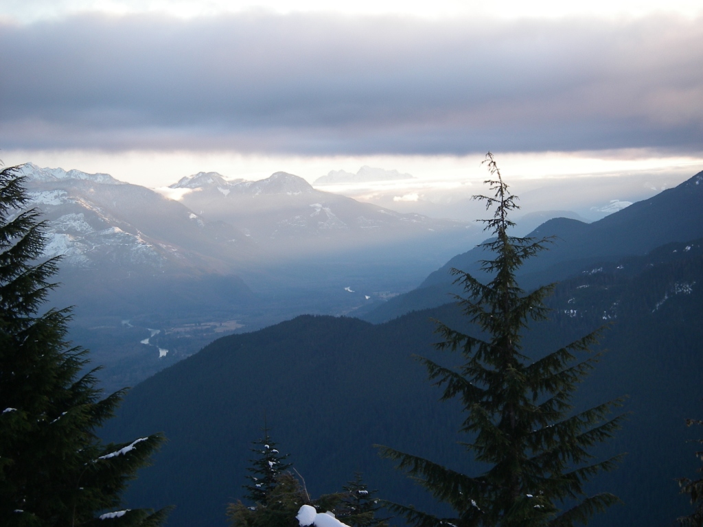 Looking S at Skagit River valley, near sunset